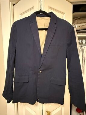 Men's Navy Single-Button Sport Coat Blazer